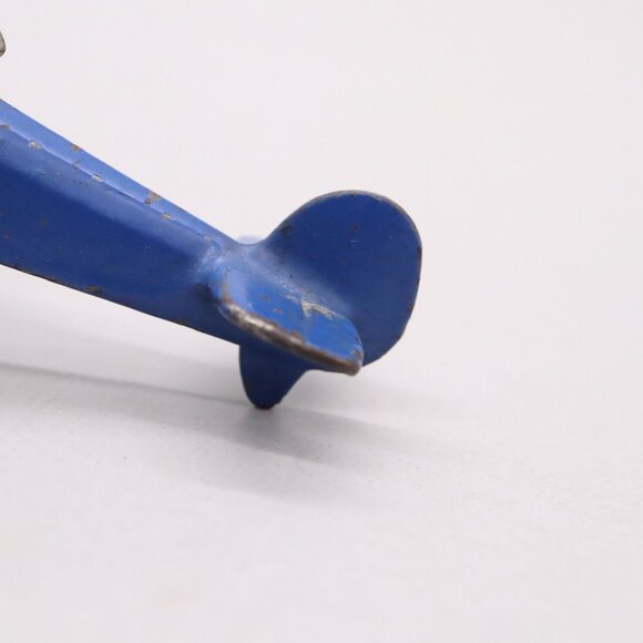 1930's Hubley Cast Iron Blue Giro Copter Plane w/ Metal Wheels Original Paint - Picture 4 of 14